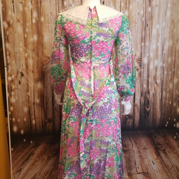 {vintage} Couture floral maxi dress - Picture 5 of 7